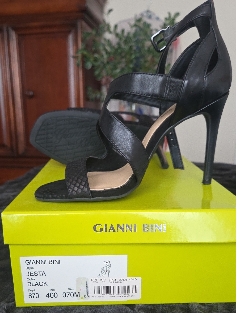 Gianni Bini Black Strappy Stiletto Sandals